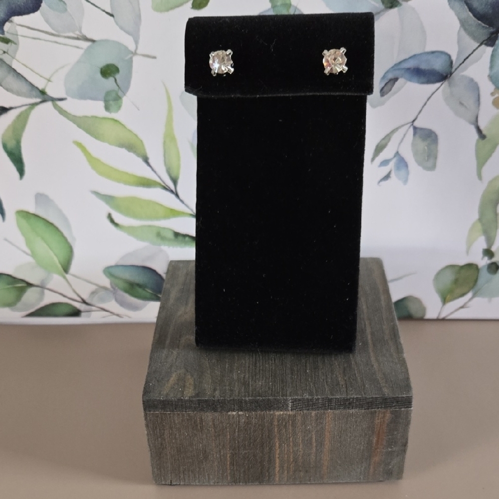 Elegant CZ Silver Stud Earrings